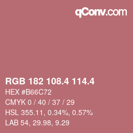 カラーコード: RGB 182 108.4 114.4 | qconv.com