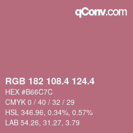 カラーコード: RGB 182 108.4 124.4 | qconv.com