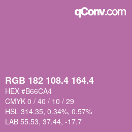 カラーコード: RGB 182 108.4 164.4 | qconv.com