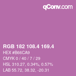 カラーコード: RGB 182 108.4 169.4 | qconv.com