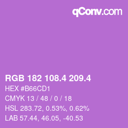 カラーコード: RGB 182 108.4 209.4 | qconv.com