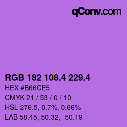 カラーコード: RGB 182 108.4 229.4 | qconv.com