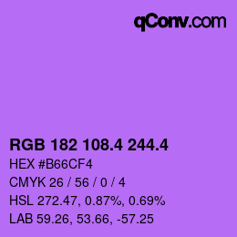カラーコード: RGB 182 108.4 244.4 | qconv.com