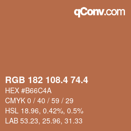 カラーコード: RGB 182 108.4 74.4 | qconv.com