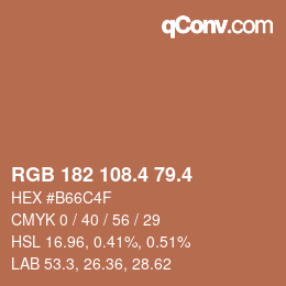 カラーコード: RGB 182 108.4 79.4 | qconv.com