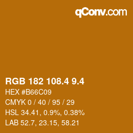 カラーコード: RGB 182 108.4 9.4 | qconv.com