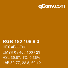 カラーコード: RGB 182 108.8 0 | qconv.com