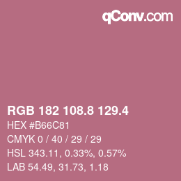 カラーコード: RGB 182 108.8 129.4 | qconv.com