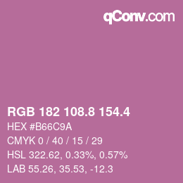 カラーコード: RGB 182 108.8 154.4 | qconv.com