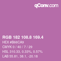 カラーコード: RGB 182 108.8 169.4 | qconv.com