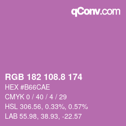 カラーコード: RGB 182 108.8 174 | qconv.com