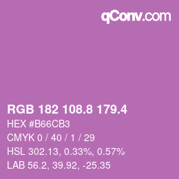 カラーコード: RGB 182 108.8 179.4 | qconv.com