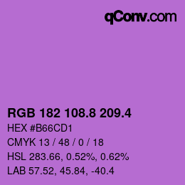 カラーコード: RGB 182 108.8 209.4 | qconv.com