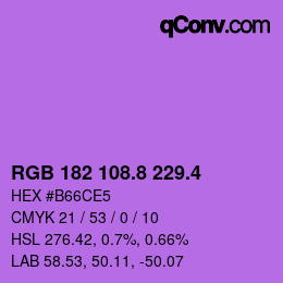 カラーコード: RGB 182 108.8 229.4 | qconv.com