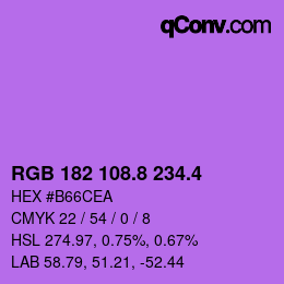 カラーコード: RGB 182 108.8 234.4 | qconv.com