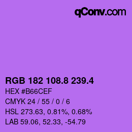 カラーコード: RGB 182 108.8 239.4 | qconv.com