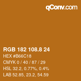 カラーコード: RGB 182 108.8 24 | qconv.com