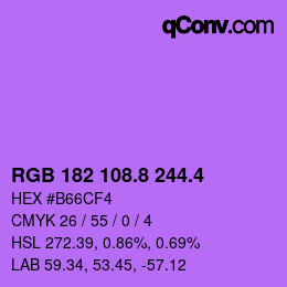 カラーコード: RGB 182 108.8 244.4 | qconv.com