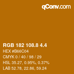 カラーコード: RGB 182 108.8 4.4 | qconv.com