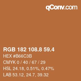 カラーコード: RGB 182 108.8 59.4 | qconv.com