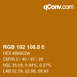 カラーコード: RGB 182 108.8 6 | qconv.com