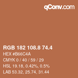 カラーコード: RGB 182 108.8 74.4 | qconv.com