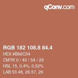 カラーコード: RGB 182 108.8 84.4 | qconv.com