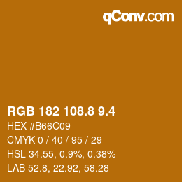 カラーコード: RGB 182 108.8 9.4 | qconv.com
