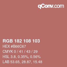 カラーコード: RGB 182 108 103 | qconv.com