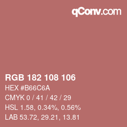 Color code: RGB 182 108 106 | qconv.com