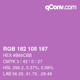 Color code: RGB 182 108 187 | qconv.com