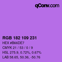 Color code: RGB 182 109 231 | qconv.com