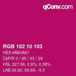 カラーコード: RGB 182 10 103 | qconv.com