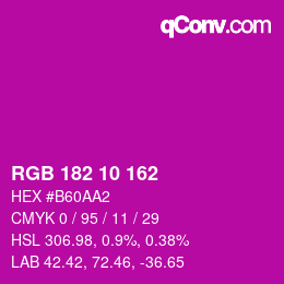 カラーコード: RGB 182 10 162 | qconv.com