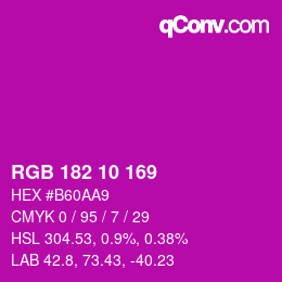 カラーコード: RGB 182 10 169 | qconv.com