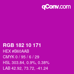 カラーコード: RGB 182 10 171 | qconv.com