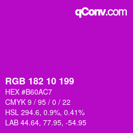 Color code: RGB 182 10 199 | qconv.com