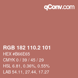 Color code: RGB 182 110.2 101 | qconv.com