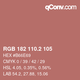 カラーコード: RGB 182 110.2 105 | qconv.com