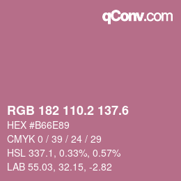 カラーコード: RGB 182 110.2 137.6 | qconv.com