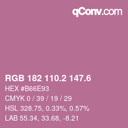 カラーコード: RGB 182 110.2 147.6 | qconv.com