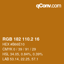カラーコード: RGB 182 110.2 16 | qconv.com