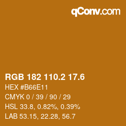カラーコード: RGB 182 110.2 17.6 | qconv.com