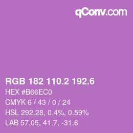 カラーコード: RGB 182 110.2 192.6 | qconv.com
