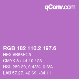 カラーコード: RGB 182 110.2 197.6 | qconv.com