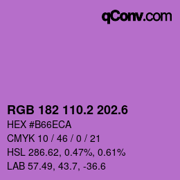 カラーコード: RGB 182 110.2 202.6 | qconv.com