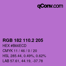 カラーコード: RGB 182 110.2 205 | qconv.com