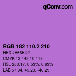 カラーコード: RGB 182 110.2 210 | qconv.com