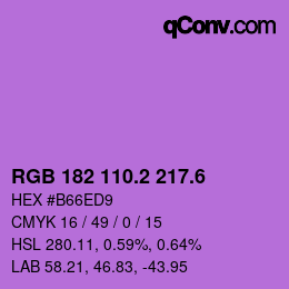 カラーコード: RGB 182 110.2 217.6 | qconv.com