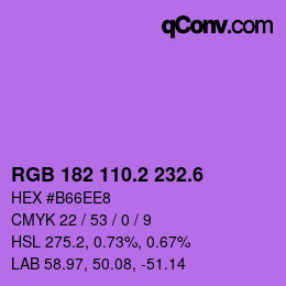 カラーコード: RGB 182 110.2 232.6 | qconv.com